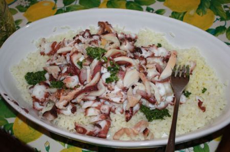 insalata di riso con il polpo