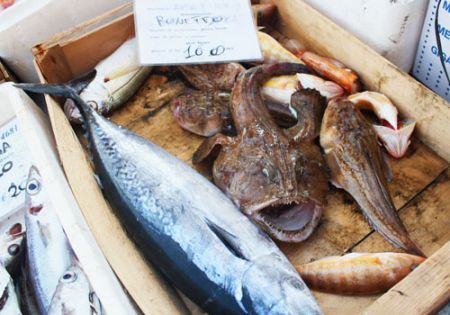 menu di pesce da pesca locale