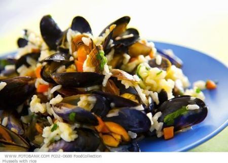 risotto con le cozze o mitili o muscoli o peoci