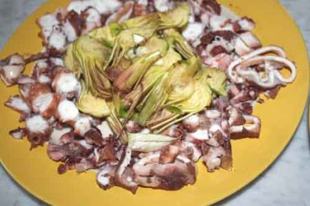 carpaccio di polpo e carciofi