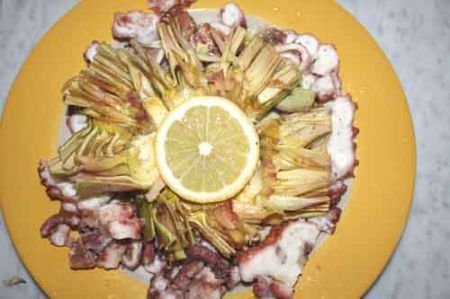 carpaccio di polpo e carciofi