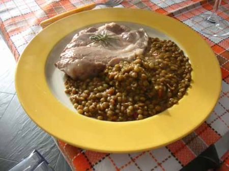 lenticchie light con bistecca di maiale
