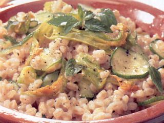 orzo con fiori di zucca