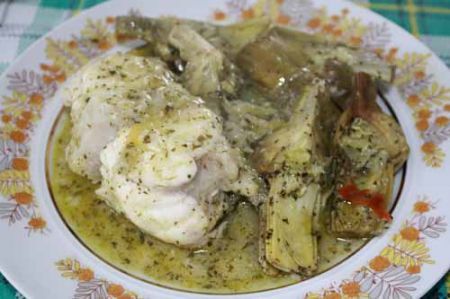 pescatrice, o coda di rospo, con i carciofi