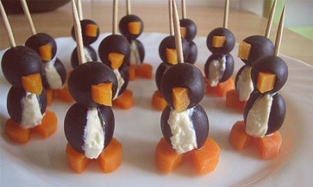 ricette per bambini: pinguini di olive e carote