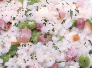 risotto fave,scamorza e pancetta