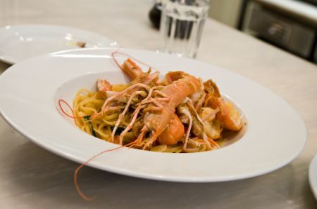 spaghetti con scampi