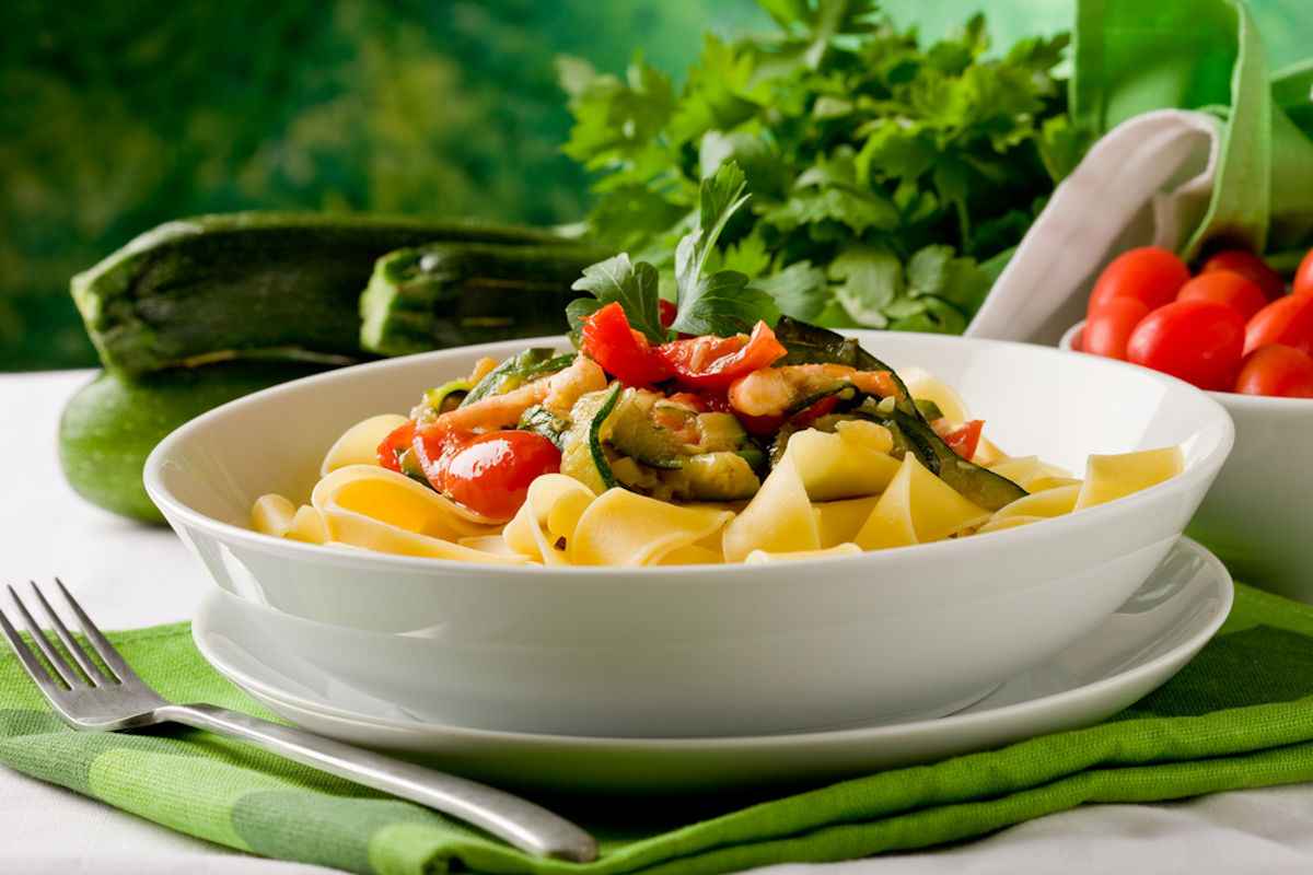 Pappardelle in bianco con verdure