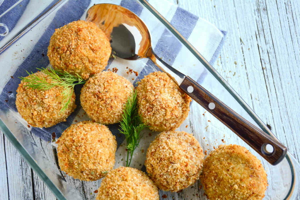 pirofila con polpette fritte