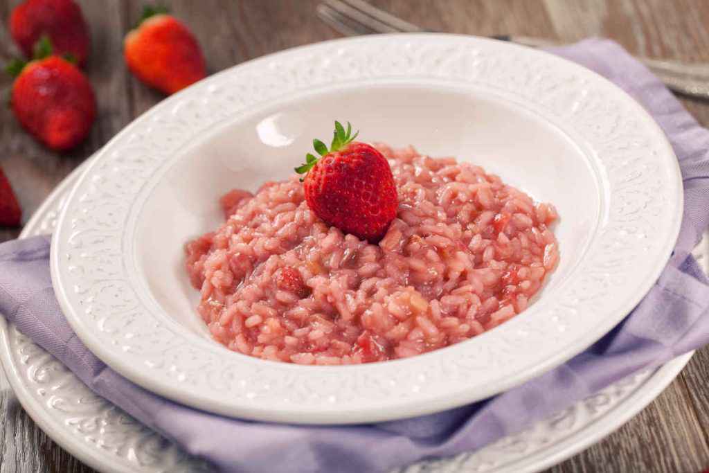 risotto con fragole nel menu anni '80