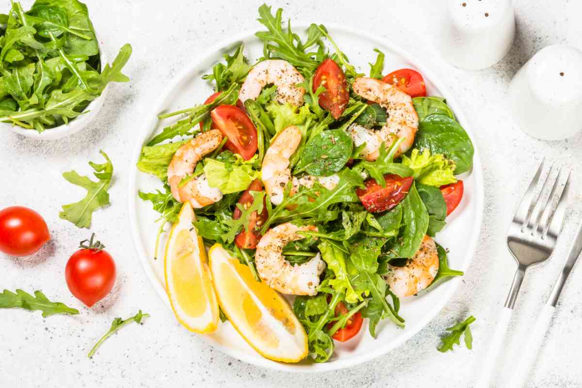 Insalata di gamberi e rucola