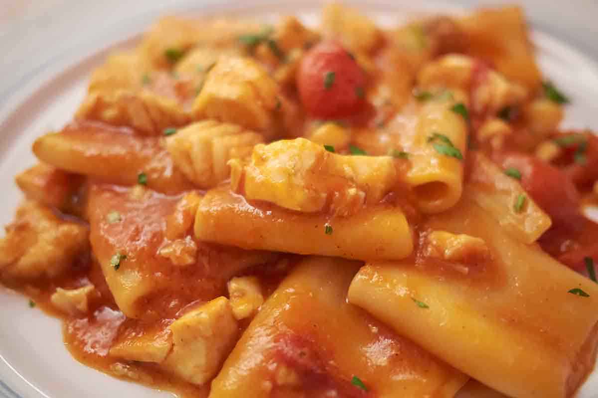 Paccheri pesce spada e gamberetti con il Bimby