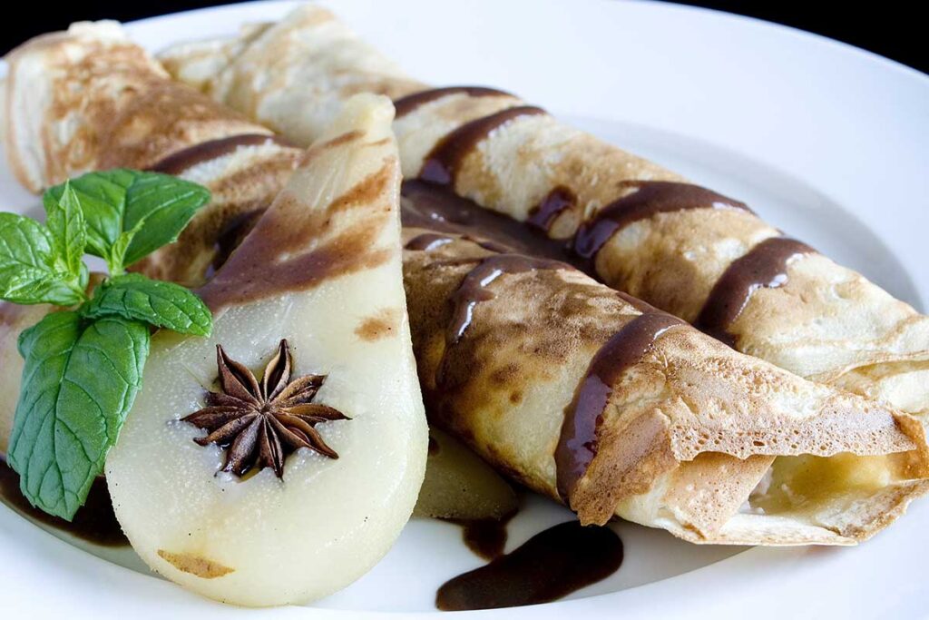 Crepes pere e cioccolato