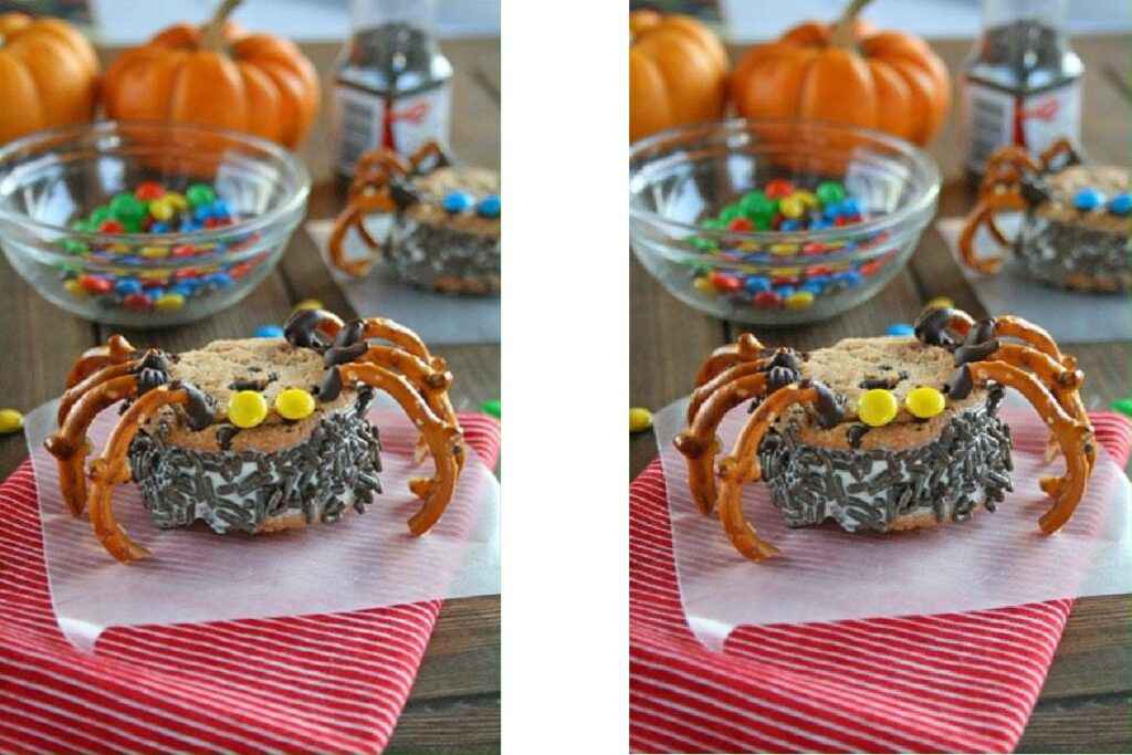vassoio con biscotti gelato a forma di ragno per halloween