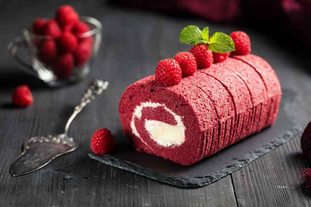 vassoio di ardesia con rotolo red velvet