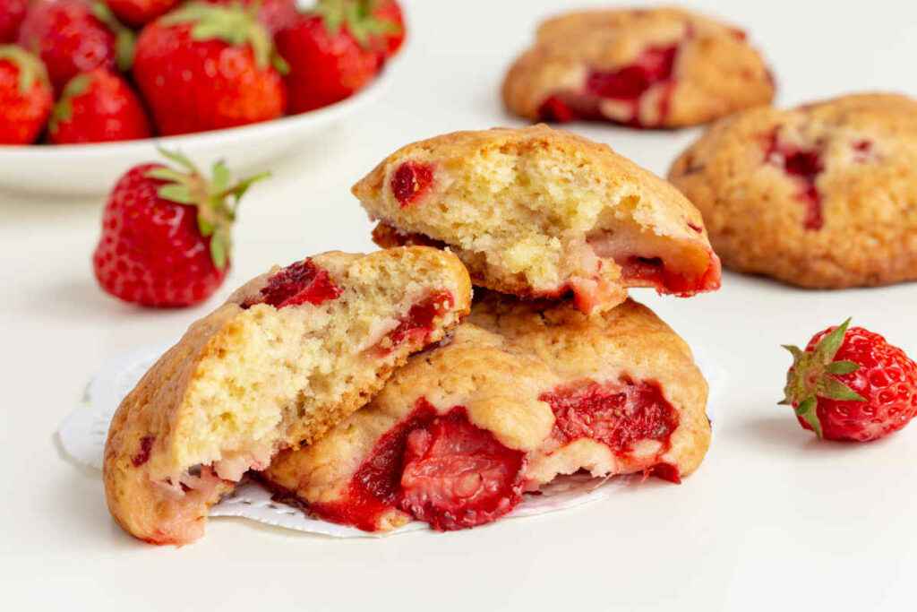 vassoio con biscotti frollini alle fragole