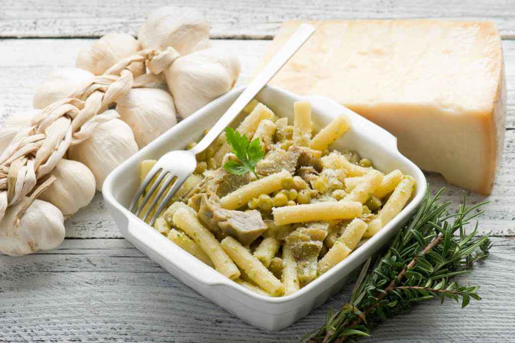 pasta carciofi e piselli