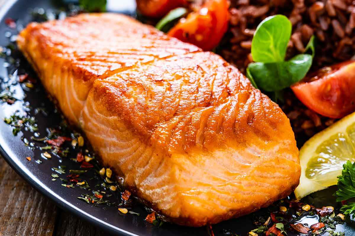 salmone al forno per secondi del menu di pesce