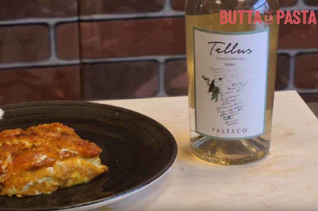 parmigiana di finocchi abbinata al vino tellus chardonnay famiglia cotarella