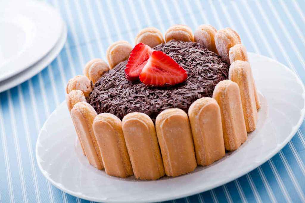 torta fredda al cioccolato con savoiardi, tipo charlotte