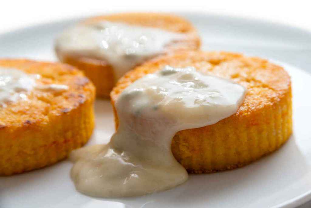 polenta croccante con fonduta di gorgonzola