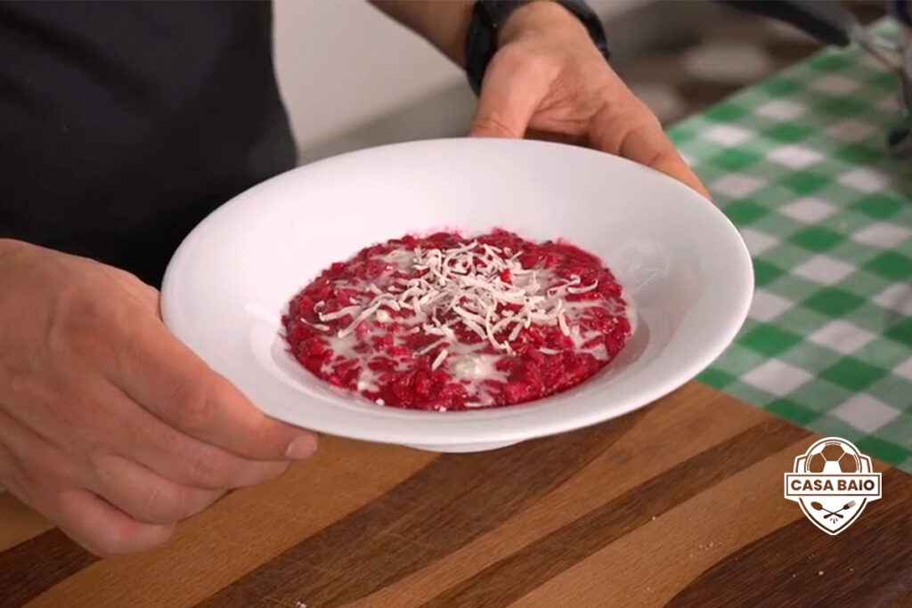 piatto con risotto rosa e gorgonzola