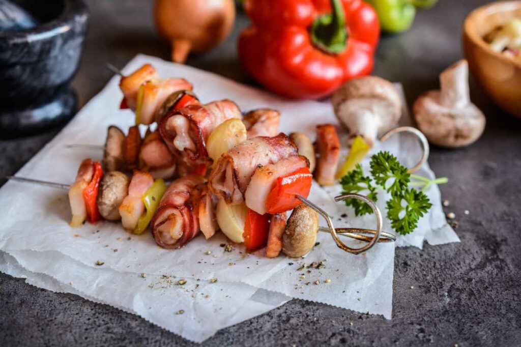 spiedini di coda di rospo e verdure