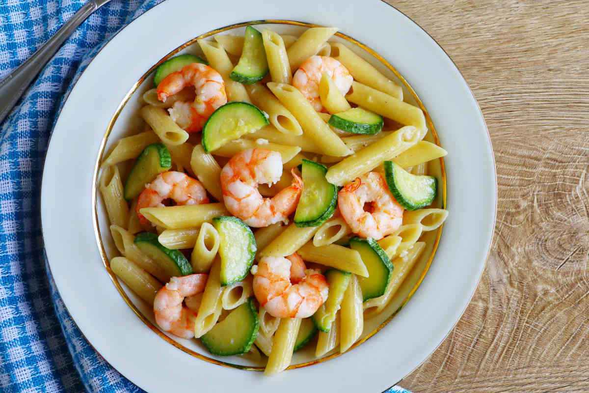 Pasta zucchine e gamberetti con il Bimby