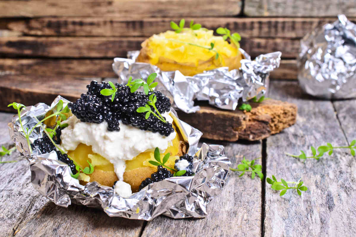 cartocci di patate con caviale