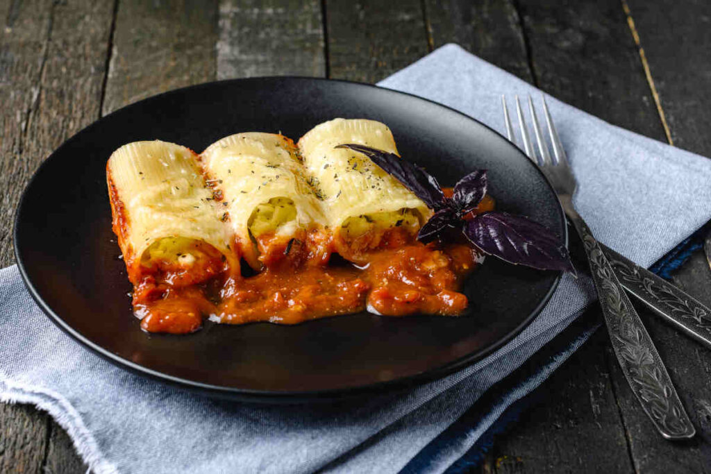 Cannelloni carciofi salmone e gamberi