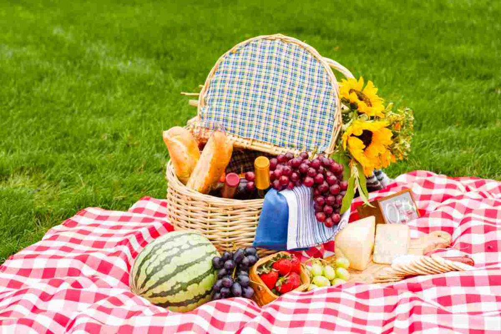 Cibi nel cesto pic nic