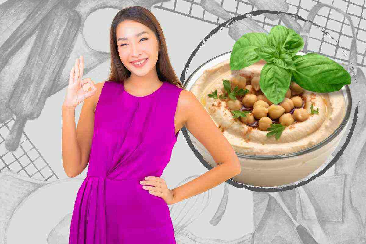 Hummus al basilico pronto in 5 minuti, buonissimo e fa bene alla salute