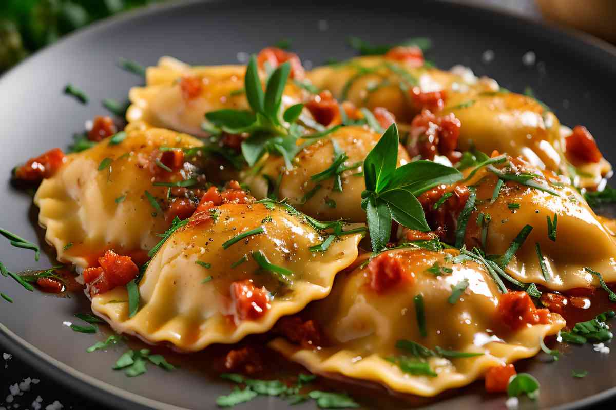 Tortelli con ripieno di broccoli e patate, il primo piatto vegetariano completamente fatto in casa