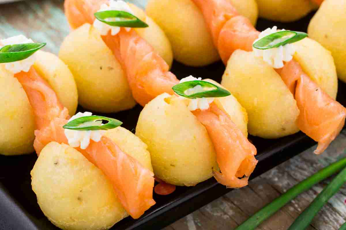 Palline di patate e salmone