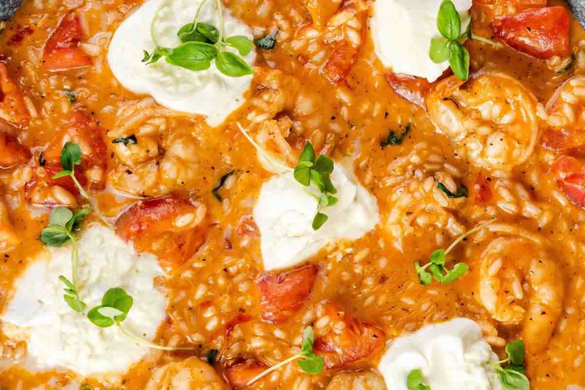 risotto con gamberi e burrata ricetta