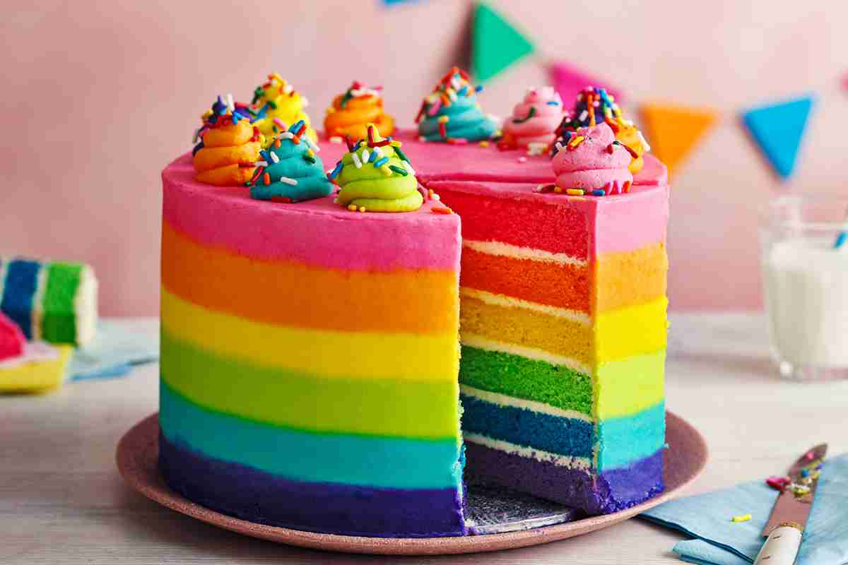 TORTA Arcobaleno di Carnevale il Dolce senza burro con Cioccolato