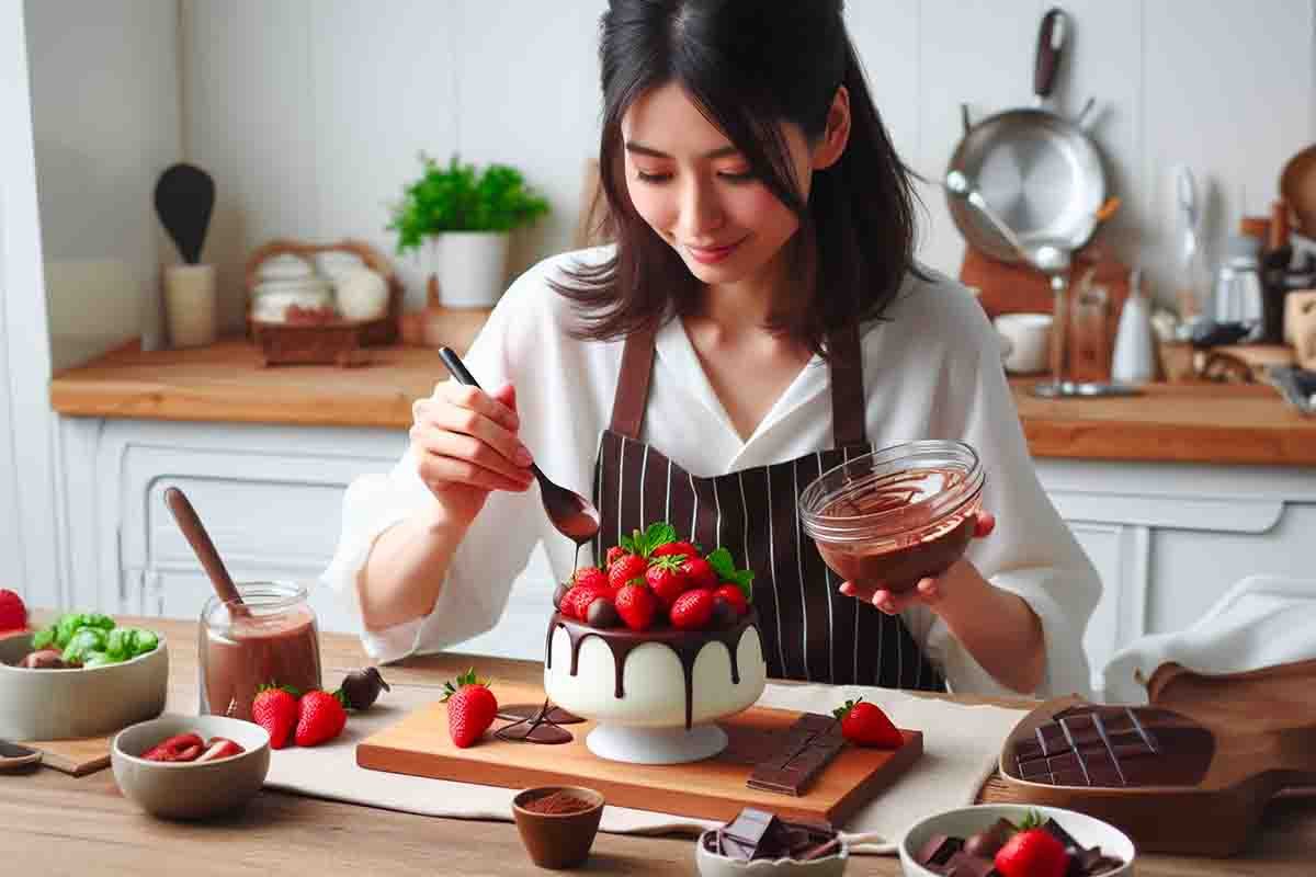 Ricetta della torta di cioccolato e fragole