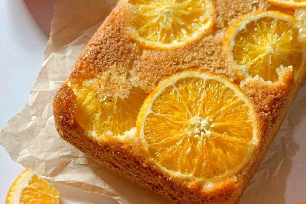 Plumcake all'arancia visto dall'alto