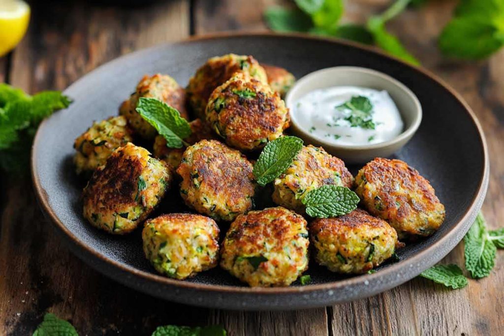 piatto di polpette con salsa yogurt