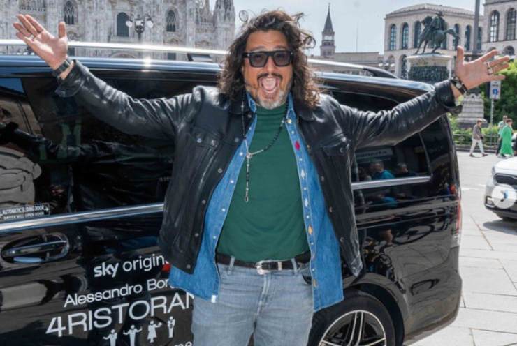 alessandro borghese a milano davanti all'auto di 4 ristoranti