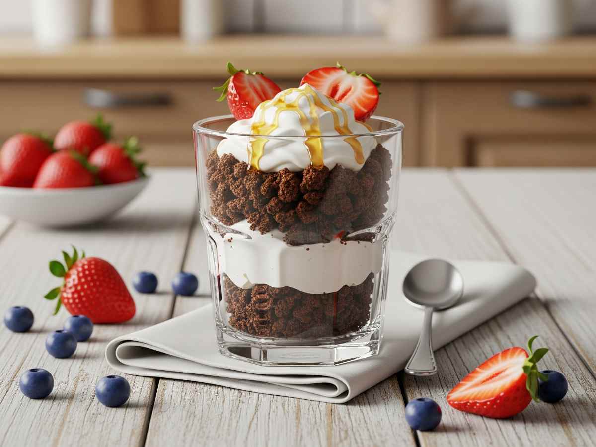 coppa con yogurt e biscotti