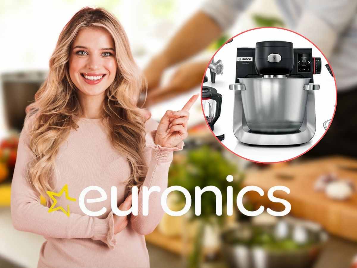 donna felice con elettrodomestico bosch