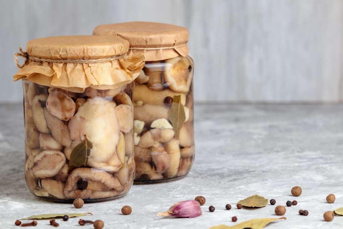 vasetti di funghi sott'olio