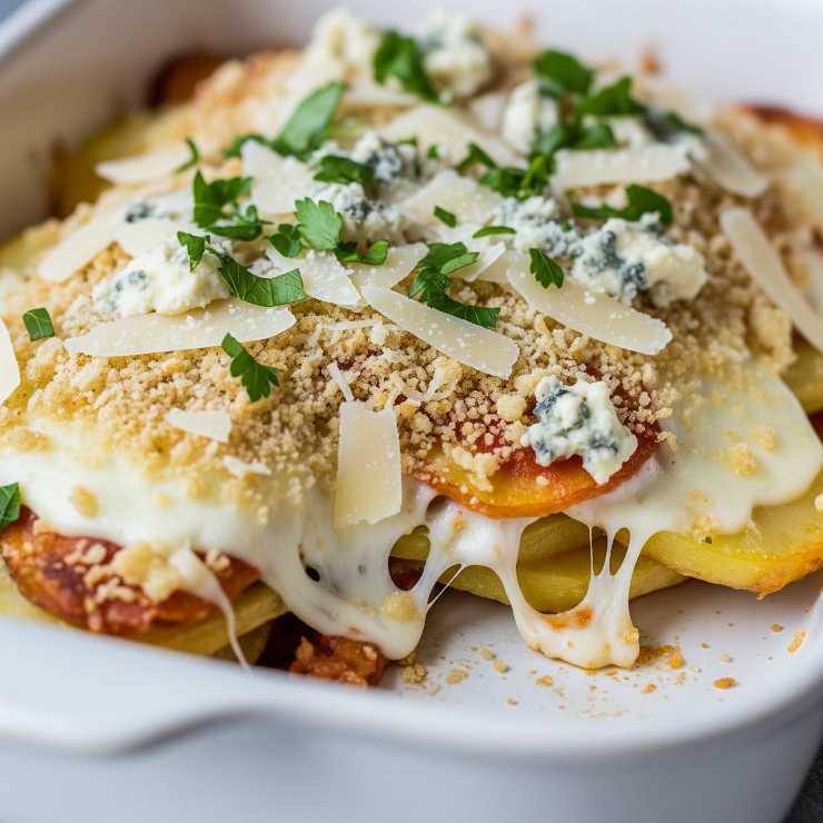 parmigiana di patate con prezzemolo