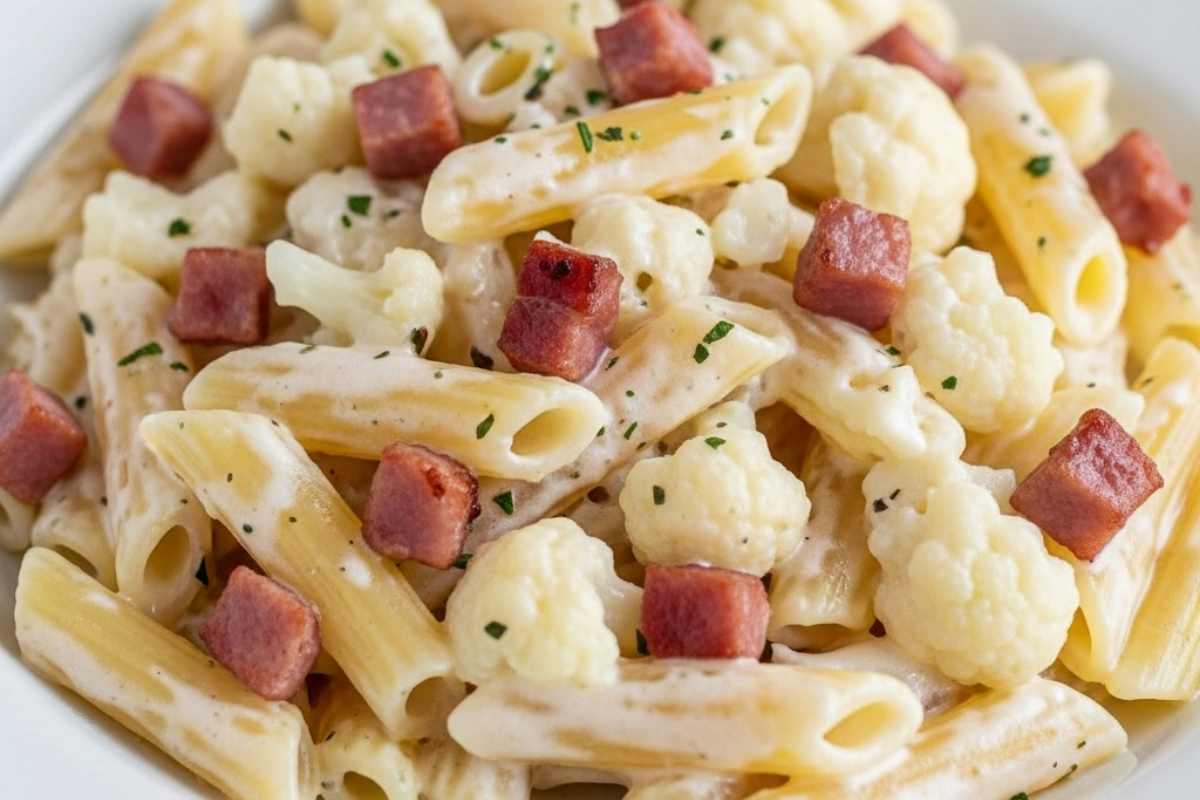 pasta condita con cavolfiore e prosciutto