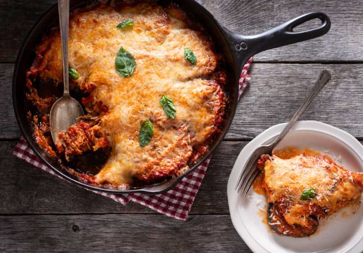 parmigiana di melanzane ripiena in padella