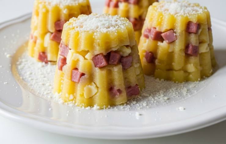 tortini di patate con prosciutto e formaggio in un piatto
