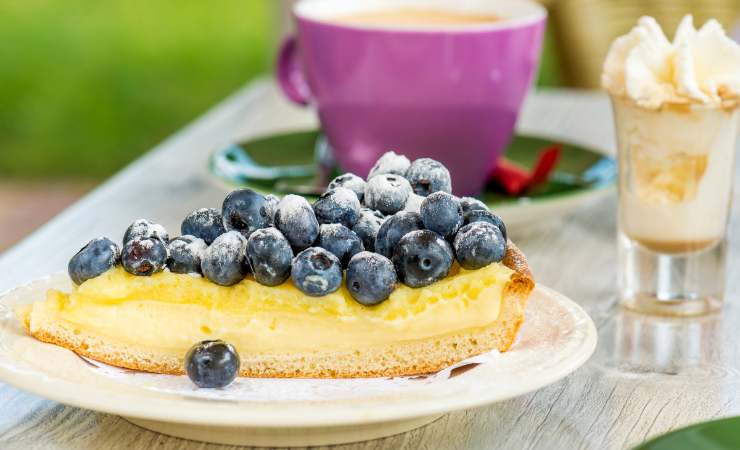 fetta di torta ai mirtilli