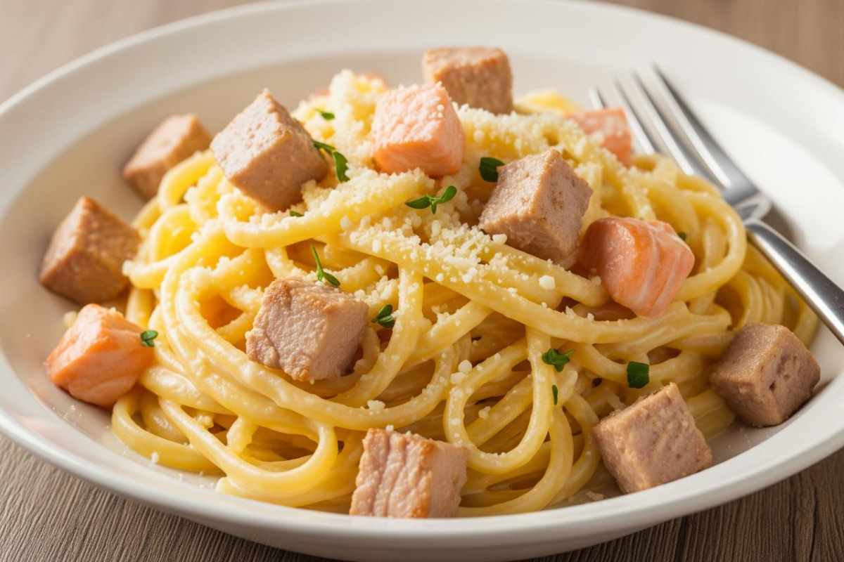 piatto di spaghetti col pesce