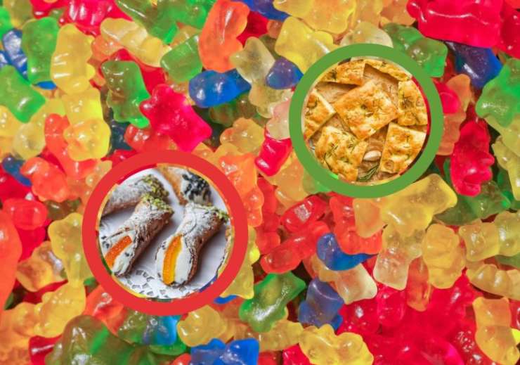 caramelle gommose cannoli siciliani e focaccia genovese